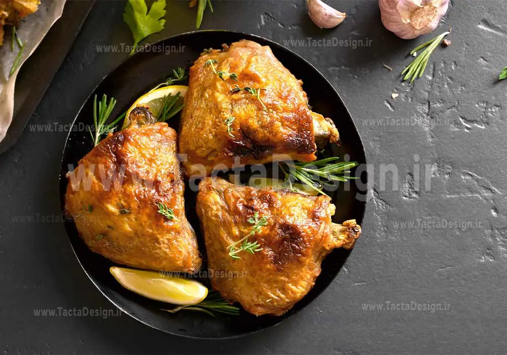 مرغ های سوخاری همراه با سبزیجات