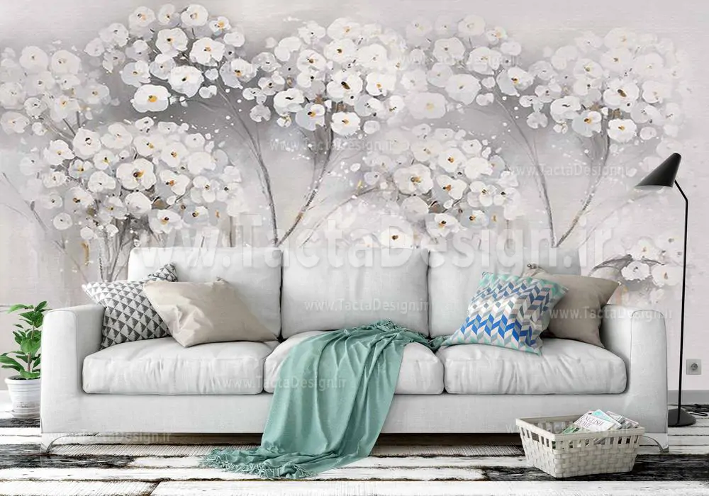 نقاشی گل های لاله سفید زیبا به صورت پتینه