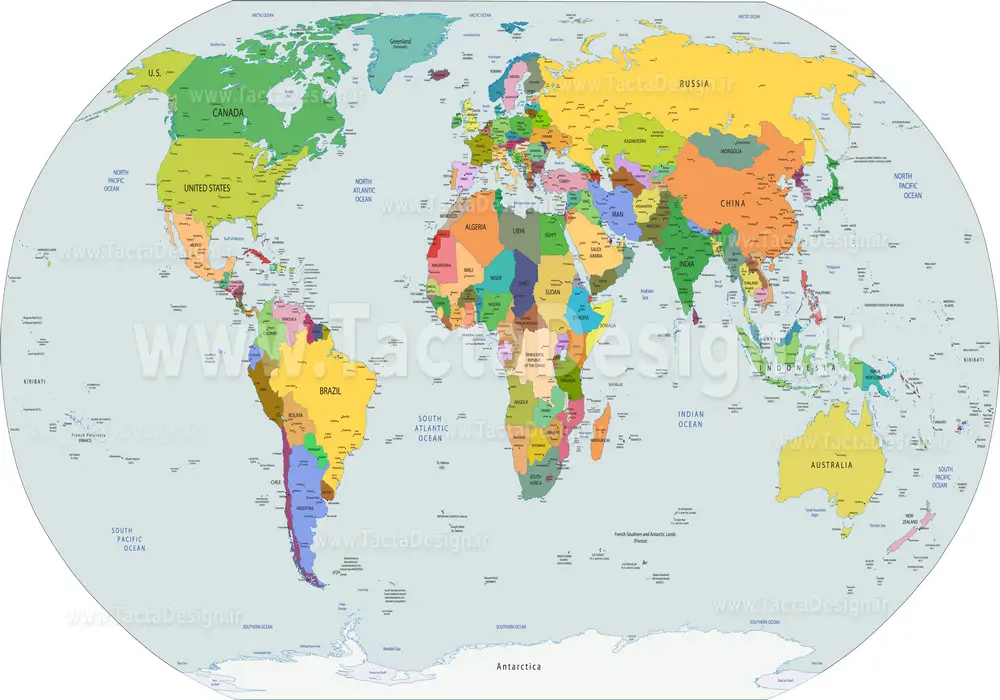 نقشه جهان با کشور های رنگی