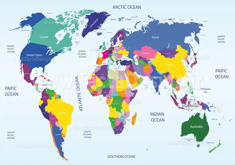 نقشه کشور های جهان با رنگ های مختلف