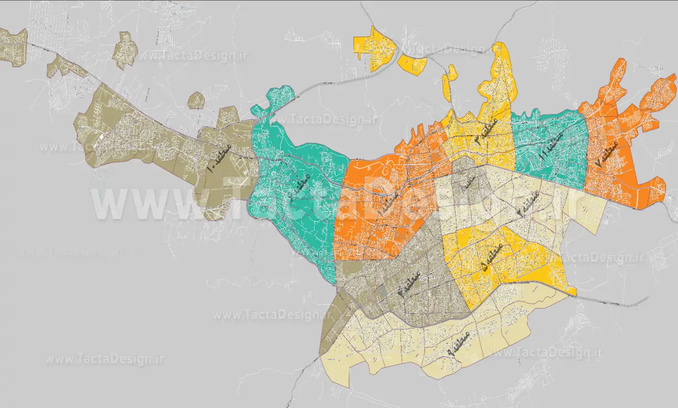 نقشه کامل 11 منطقه شیراز 